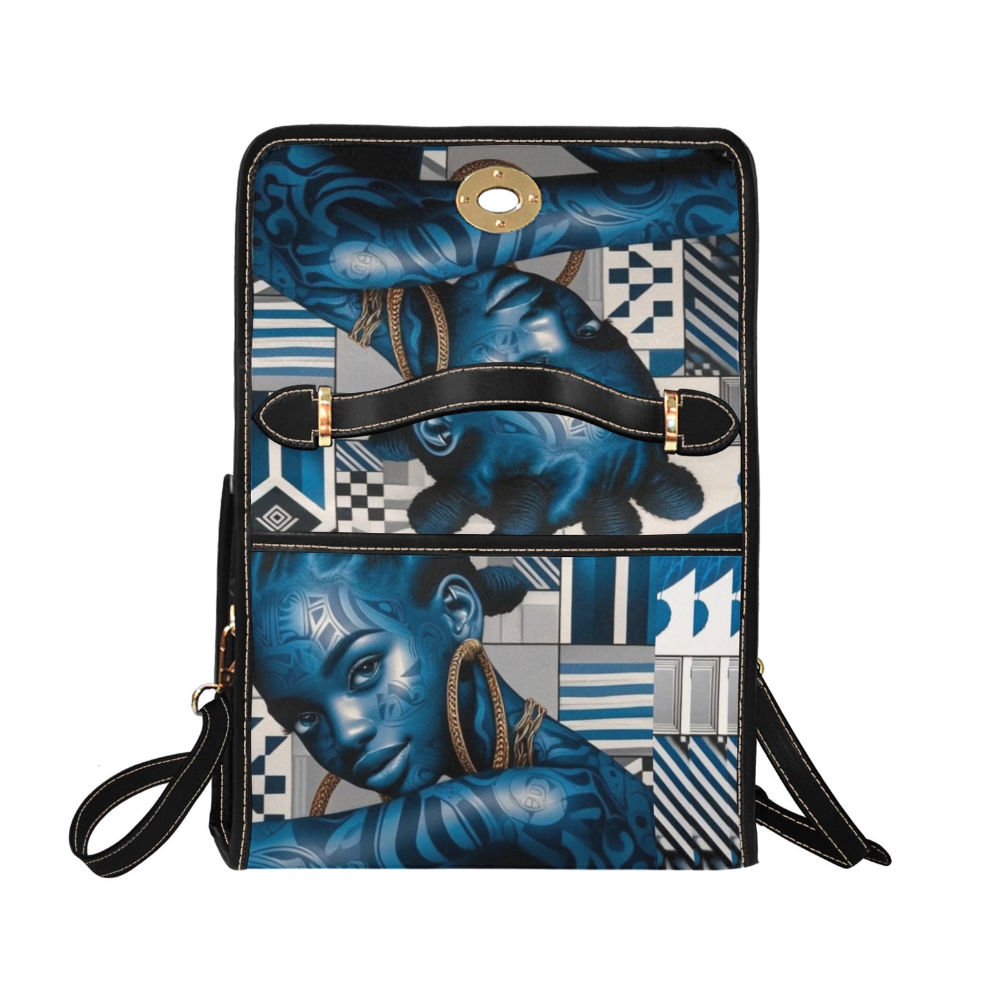 Blue Afrocentric Waterproof Canvas Bag