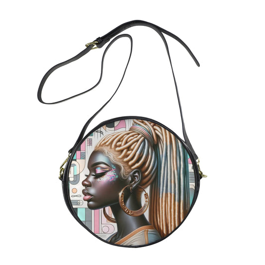 Afro-Futurist Goddess Round Sling Bag – Large 10x10 | Melanin Royalty