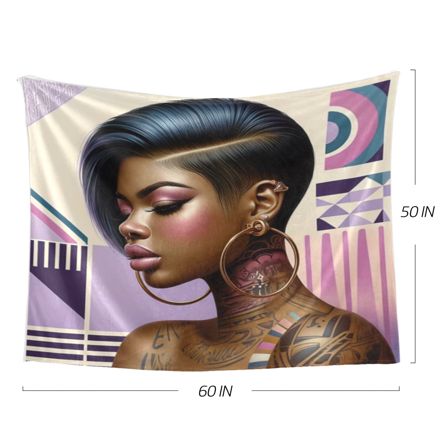 Throw Blanket with Modern Woman Design
