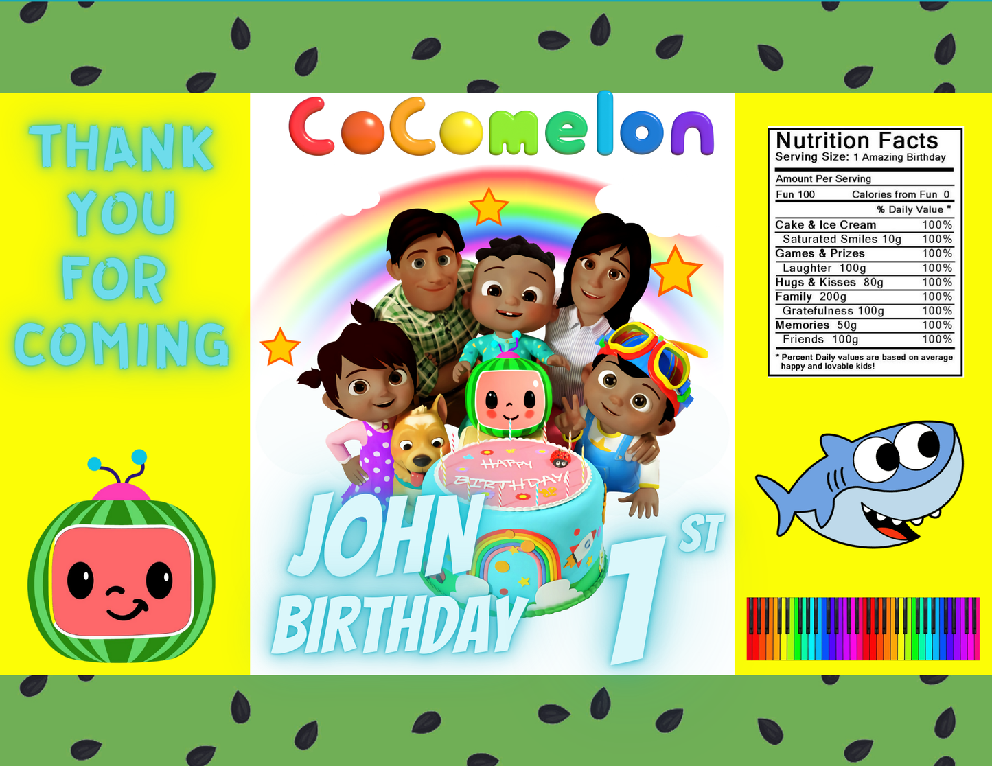 Cocomelon Party Favor Templates