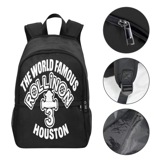 The World Famous Rollin’ on 3 Houston Backpack – In Black & White Boldness