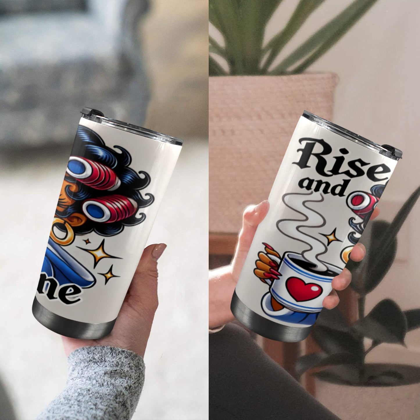 Betty Boop 20 oz Insulated Tumbler – 'Rise and Shine' with Heart Cup Design