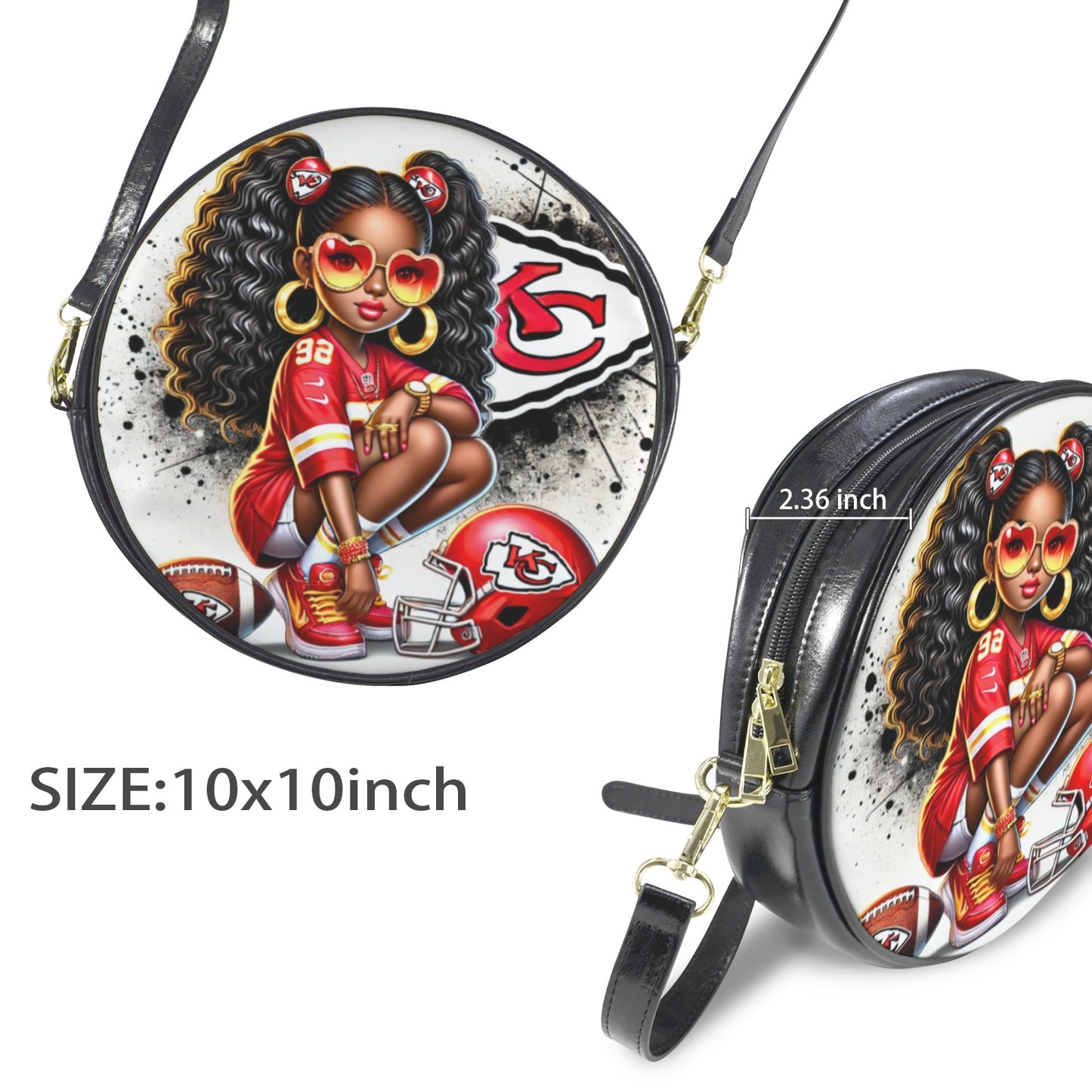 Kansas City “Game Day Diva” Round Sling Bag – Large 10x10