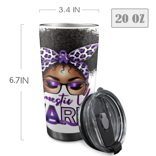 Domestic Violence Warrior 20 oz Tumbler – Purple Ribbon Awareness