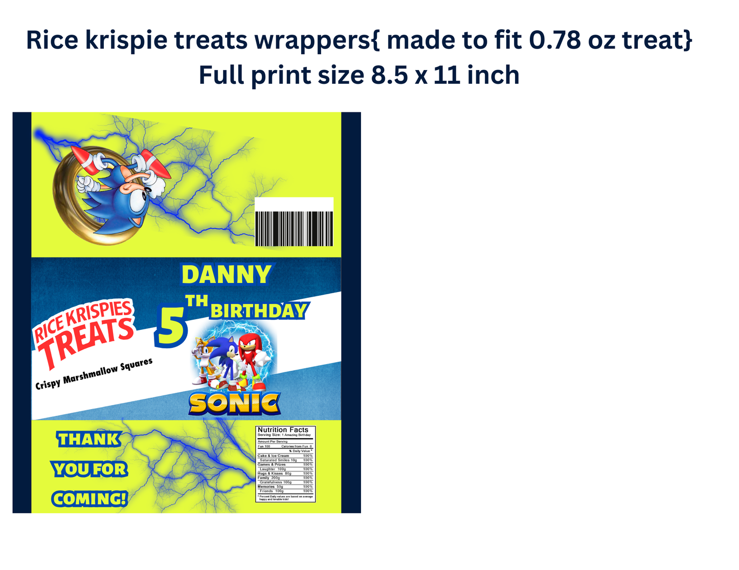 Sonic the Hedgehog Party Favor Templates