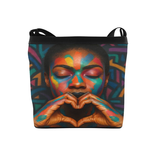 Crossbody Bag with Heart Hands & Colorful Face Art