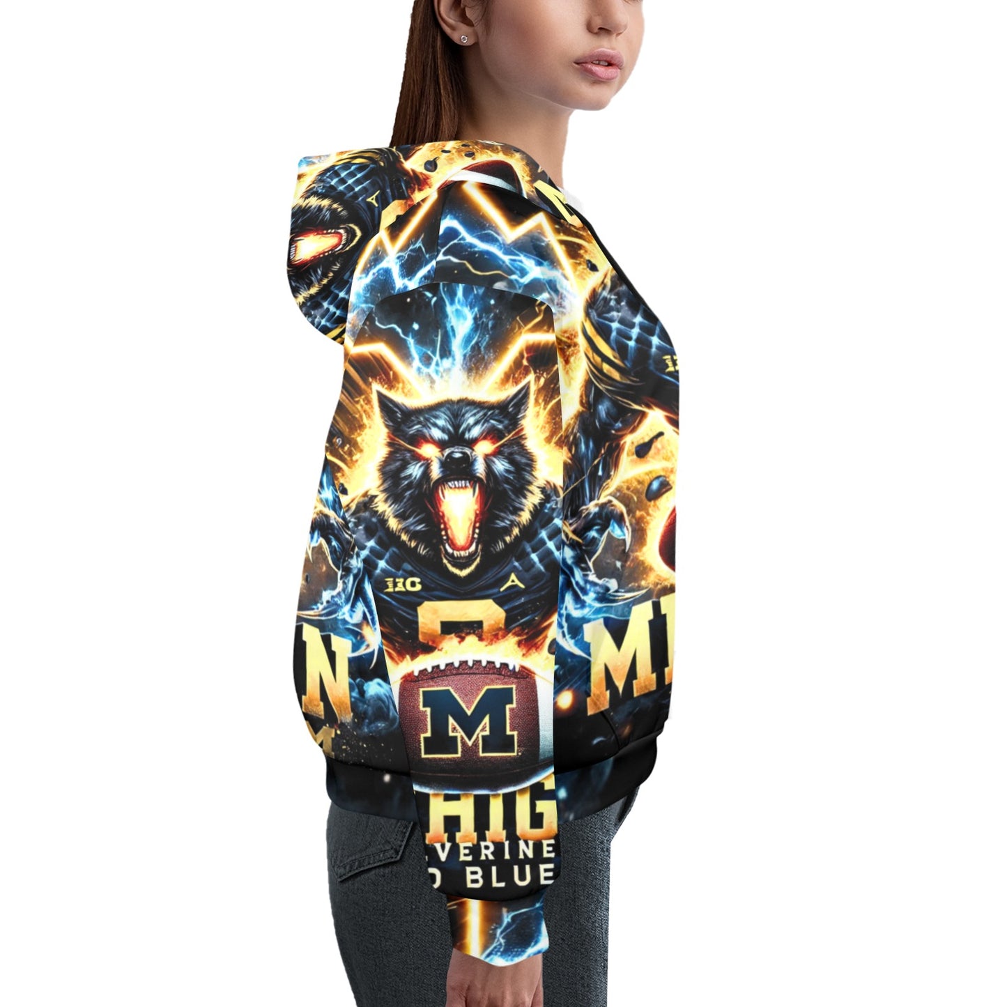 Michigan Wolverines All-Over Print Hoodie Women's
