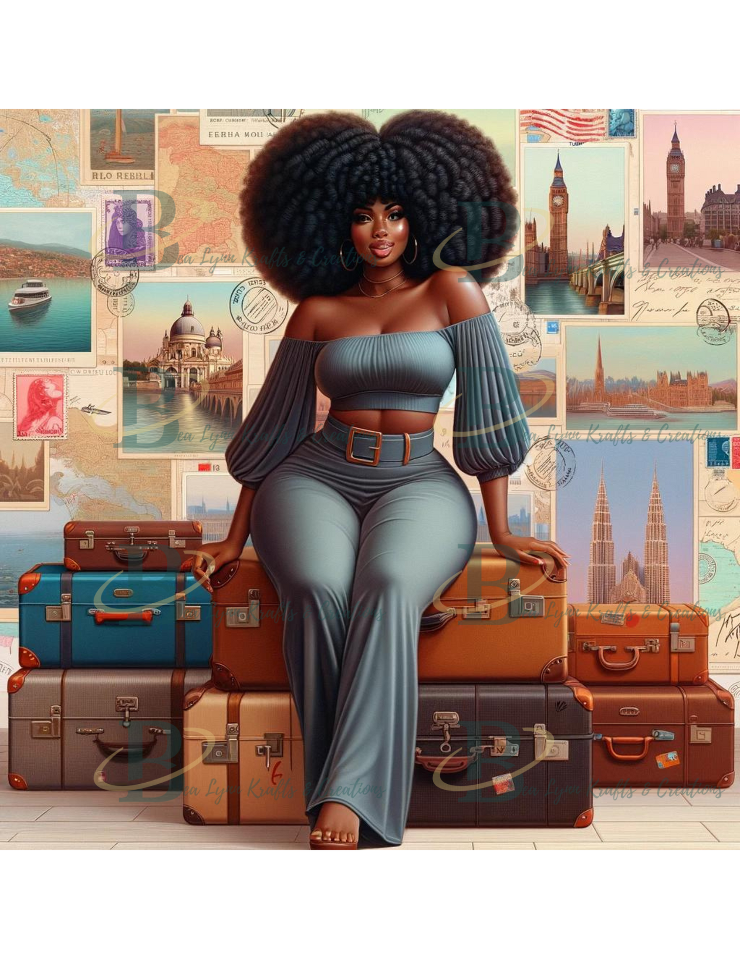 Traveler and Suitcases