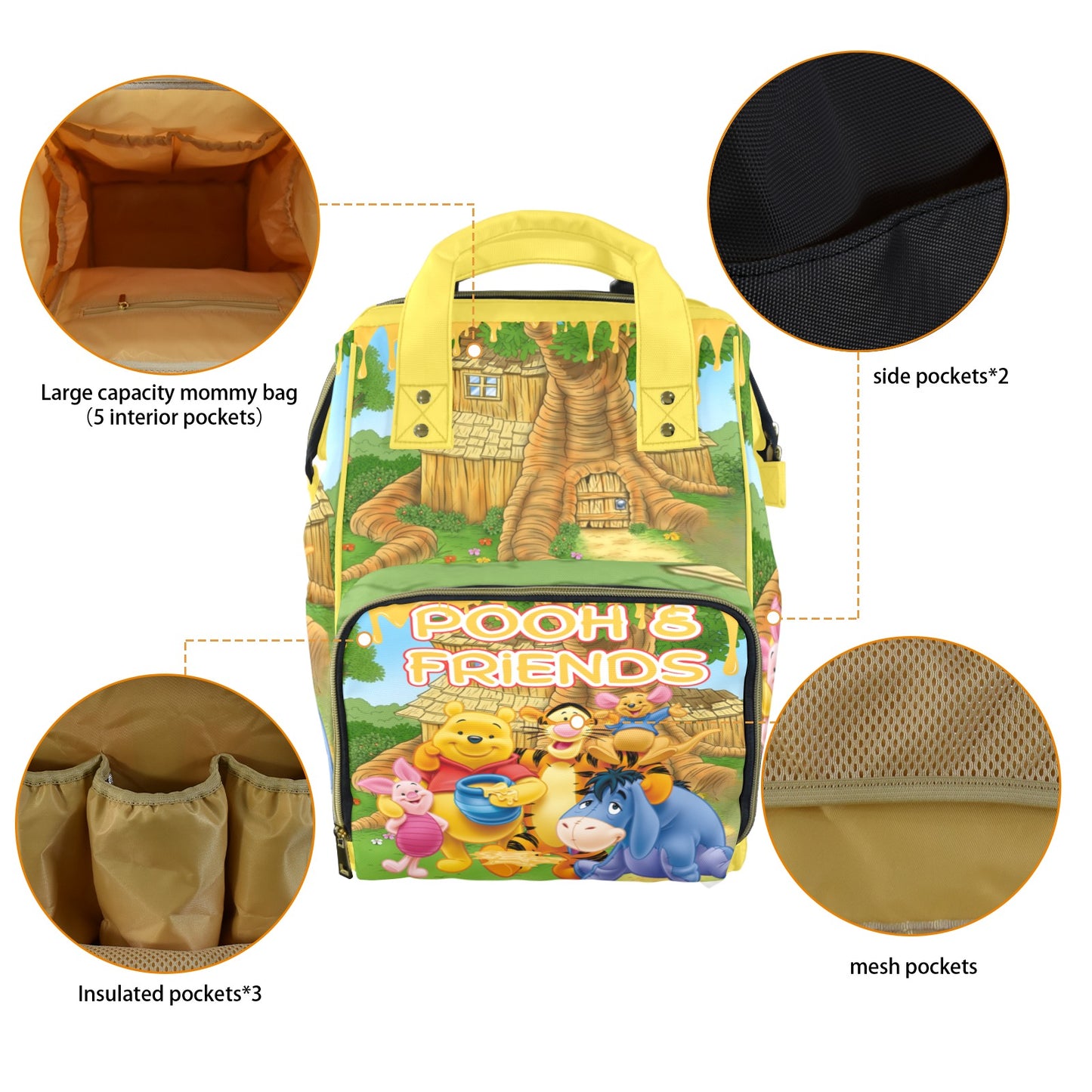 Winnie the Pooh and Friends Multi-Functional Diaper Backpack