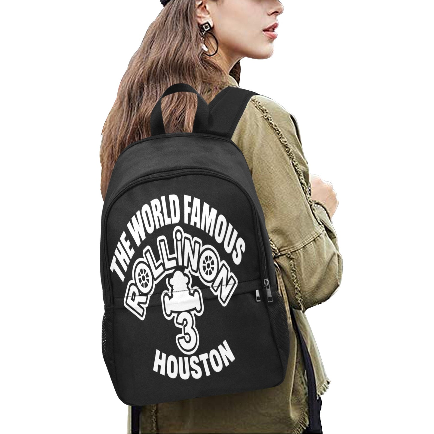 The World Famous Rollin’ on 3 Houston Backpack – In Black & White Boldness