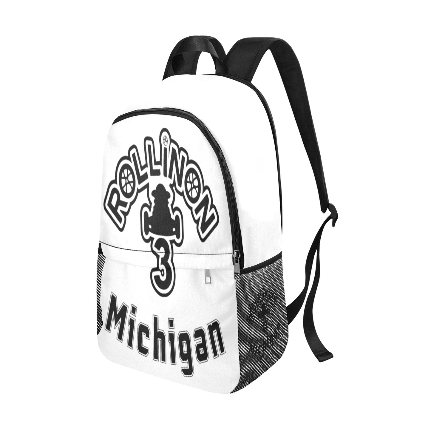 Rollin On 3 Michigan Backpack – Clean Look, Bold State Pride - White & Black