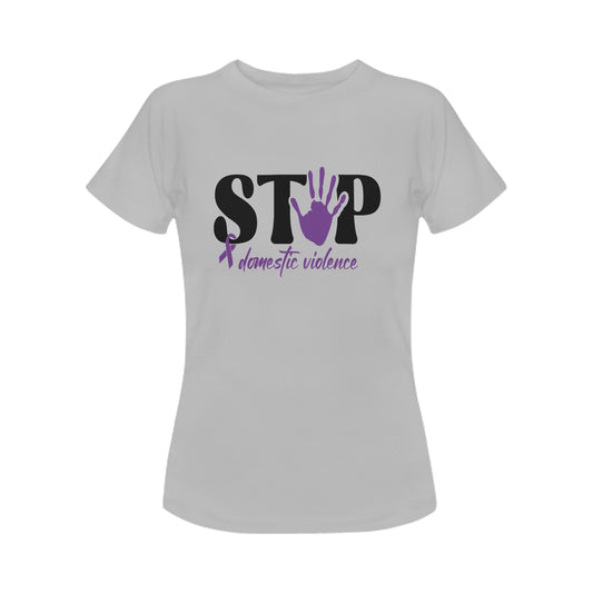 Women's T-Shirt: Break the Silence & Stop Domestic Violence - Front & Back Print