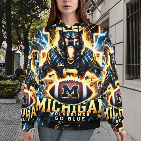 Michigan Wolverines All-Over Print Hoodie Women's