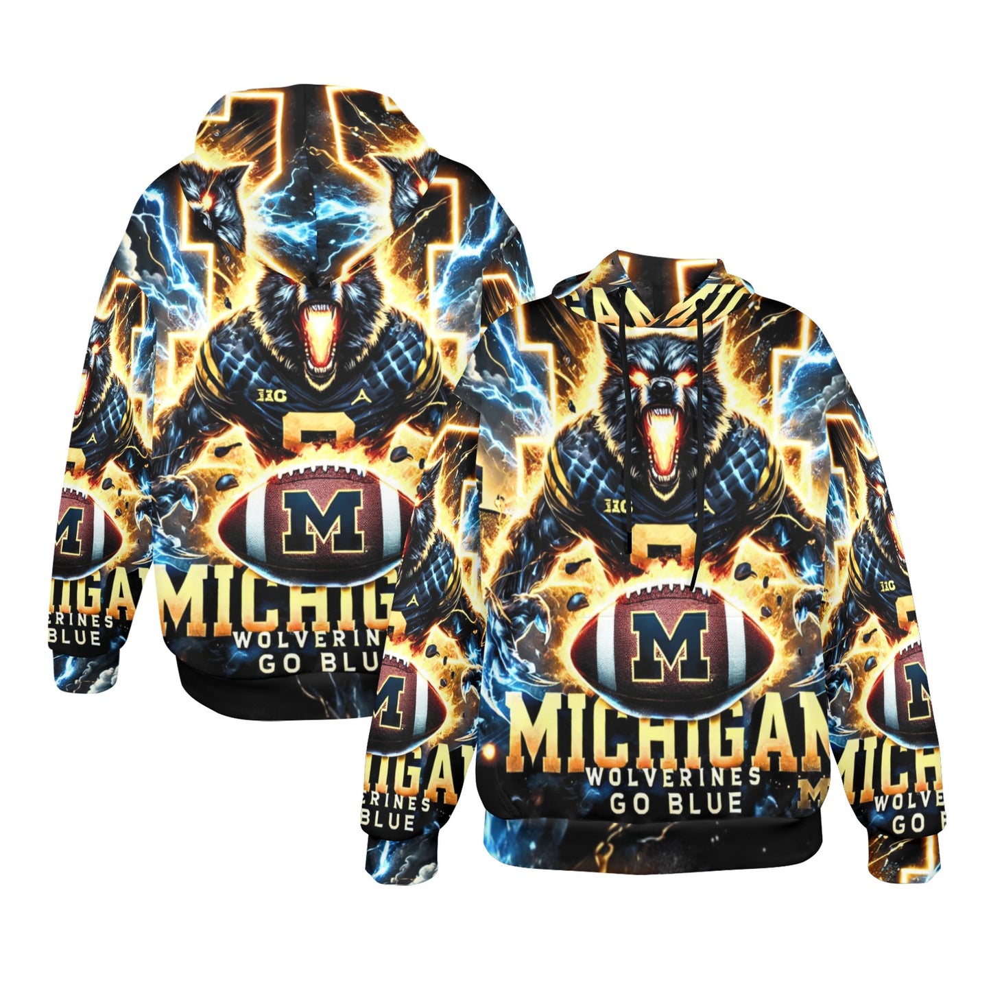 Michigan Wolverines All-Over Print Hoodie Women's