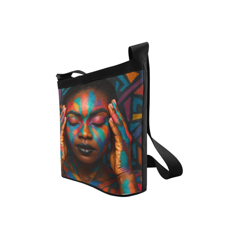 Crossbody Bag Featuring Vivid Face Paint Art