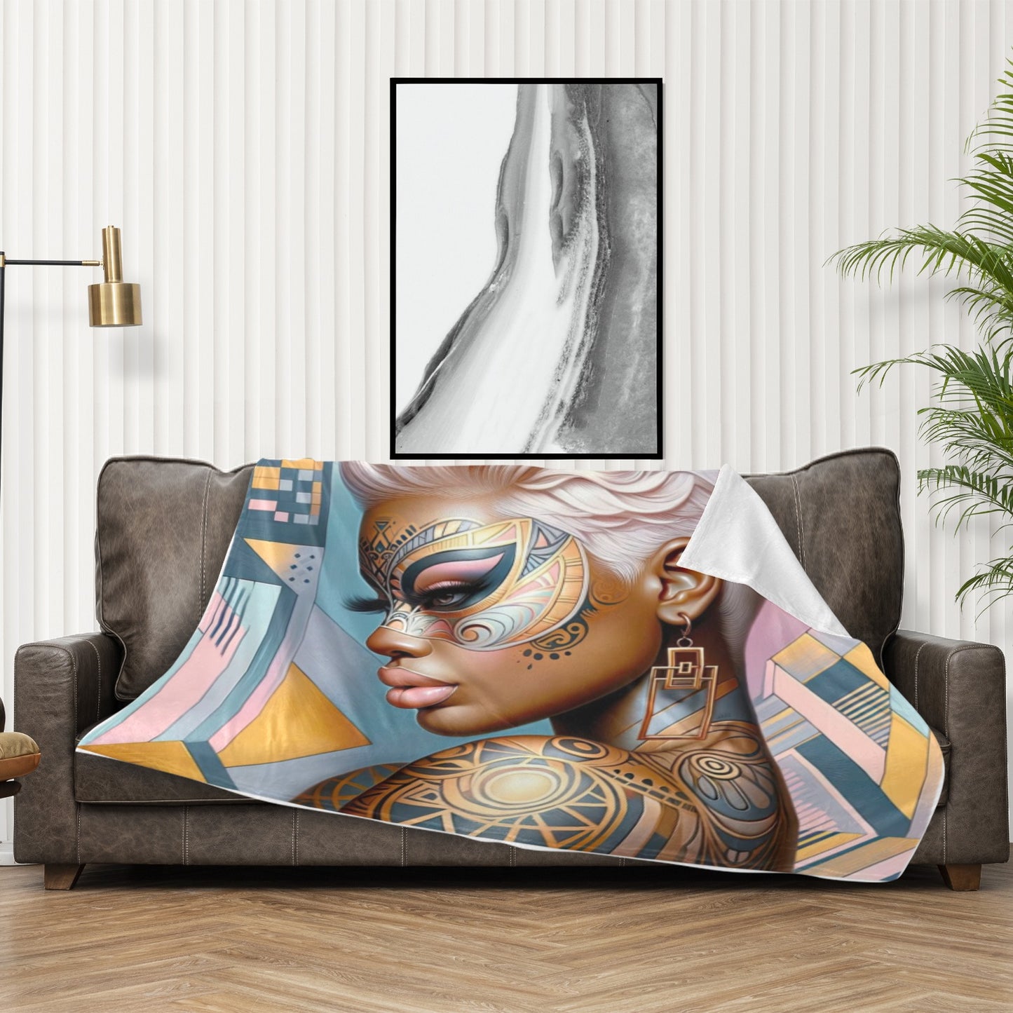 Artistic Woman Portrait Throw Blanket
