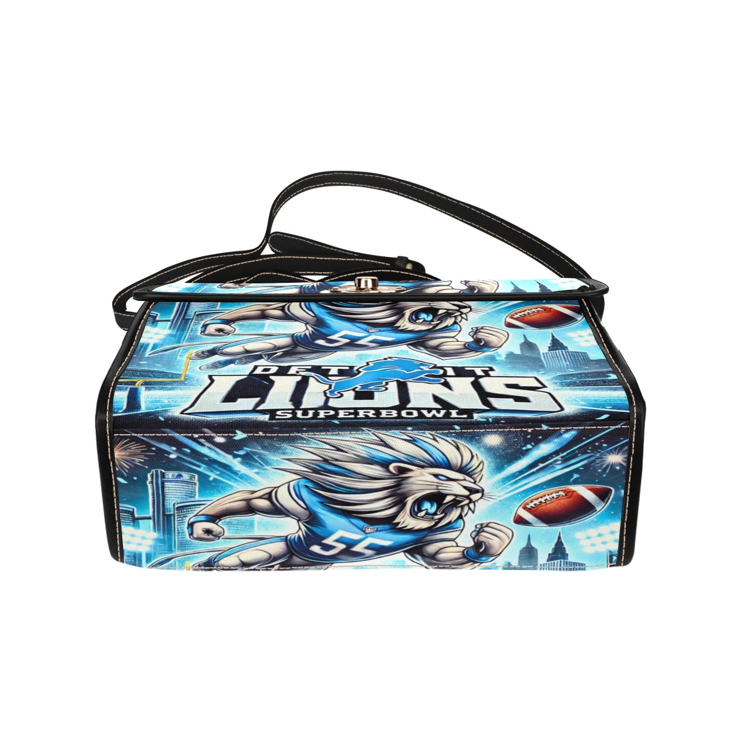 Detroit Lions Super Bowl Waterproof Canvas Handbag – Stylish & Durable All-Over Print