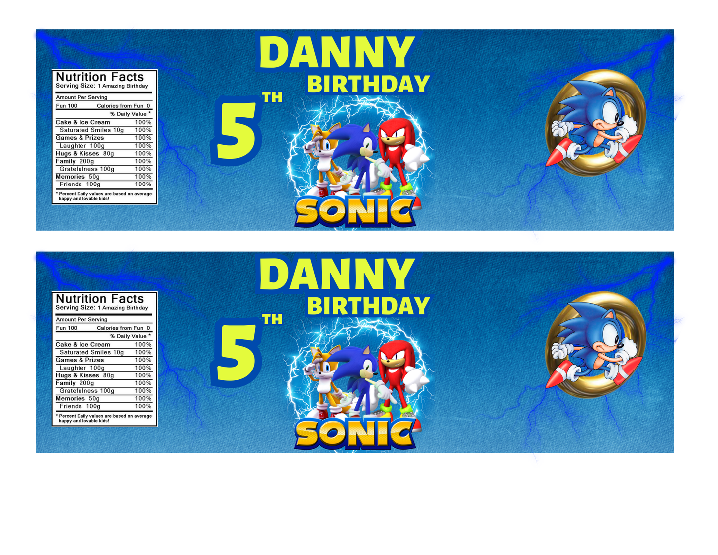 Sonic the Hedgehog Party Favor Templates