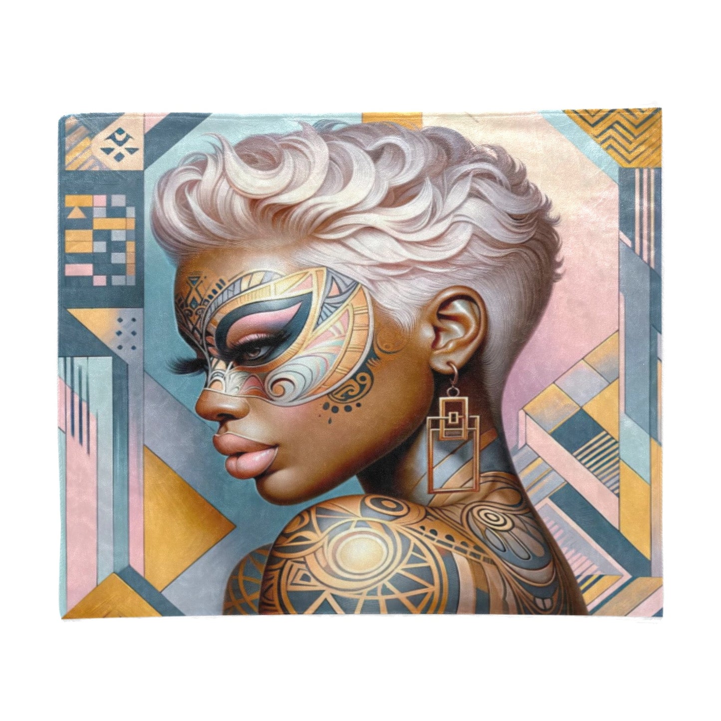 Artistic Woman Portrait Throw Blanket