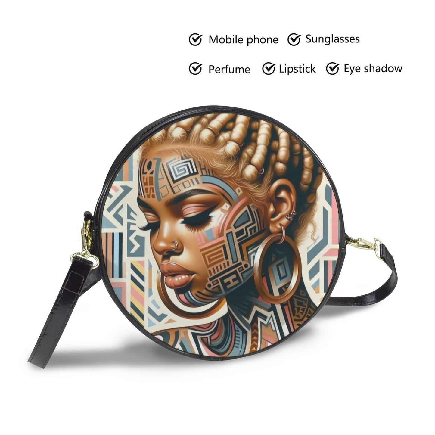 Tribal Essence Round Sling Bag – Large 10x10 | Afro Art ,Melanin Chic