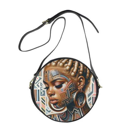 Tribal Essence Round Sling Bag – Large 10x10 | Afro Art ,Melanin Chic