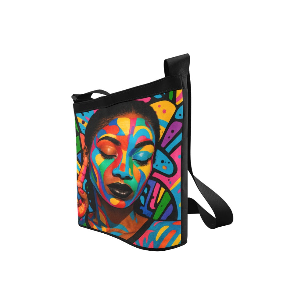 Afro Pop Crossbody Bag Featuring Peace Sign