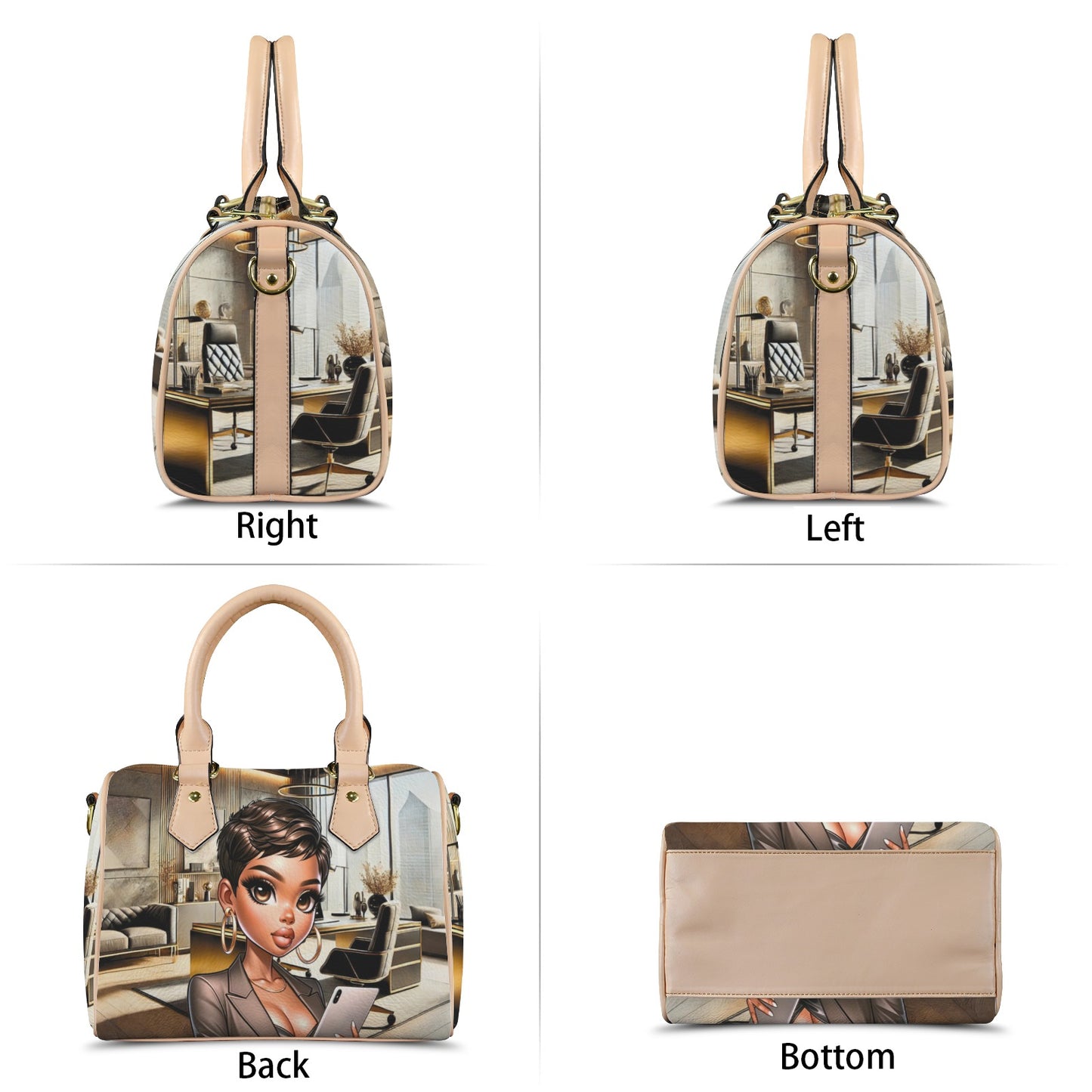 African American CEO Boston Handbag & Matching Wallet