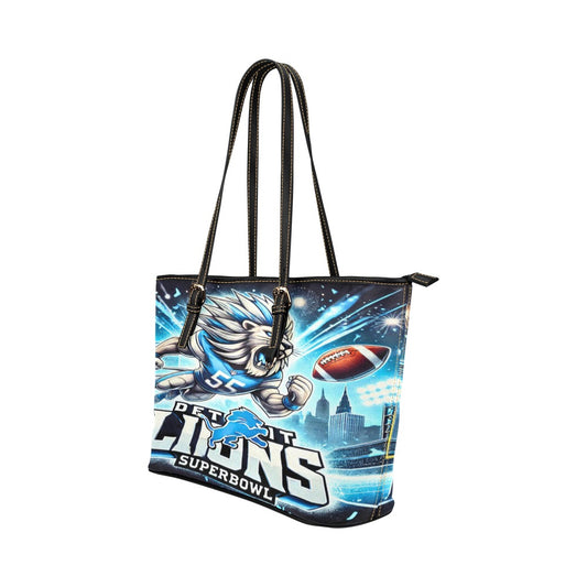 Detroit Lions Super Bowl PU Leather Tote Bag Small