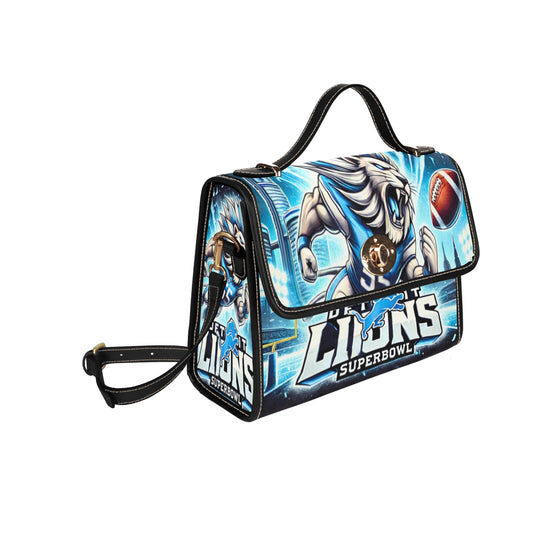 Detroit Lions Super Bowl Waterproof Canvas Handbag – Stylish & Durable All-Over Print