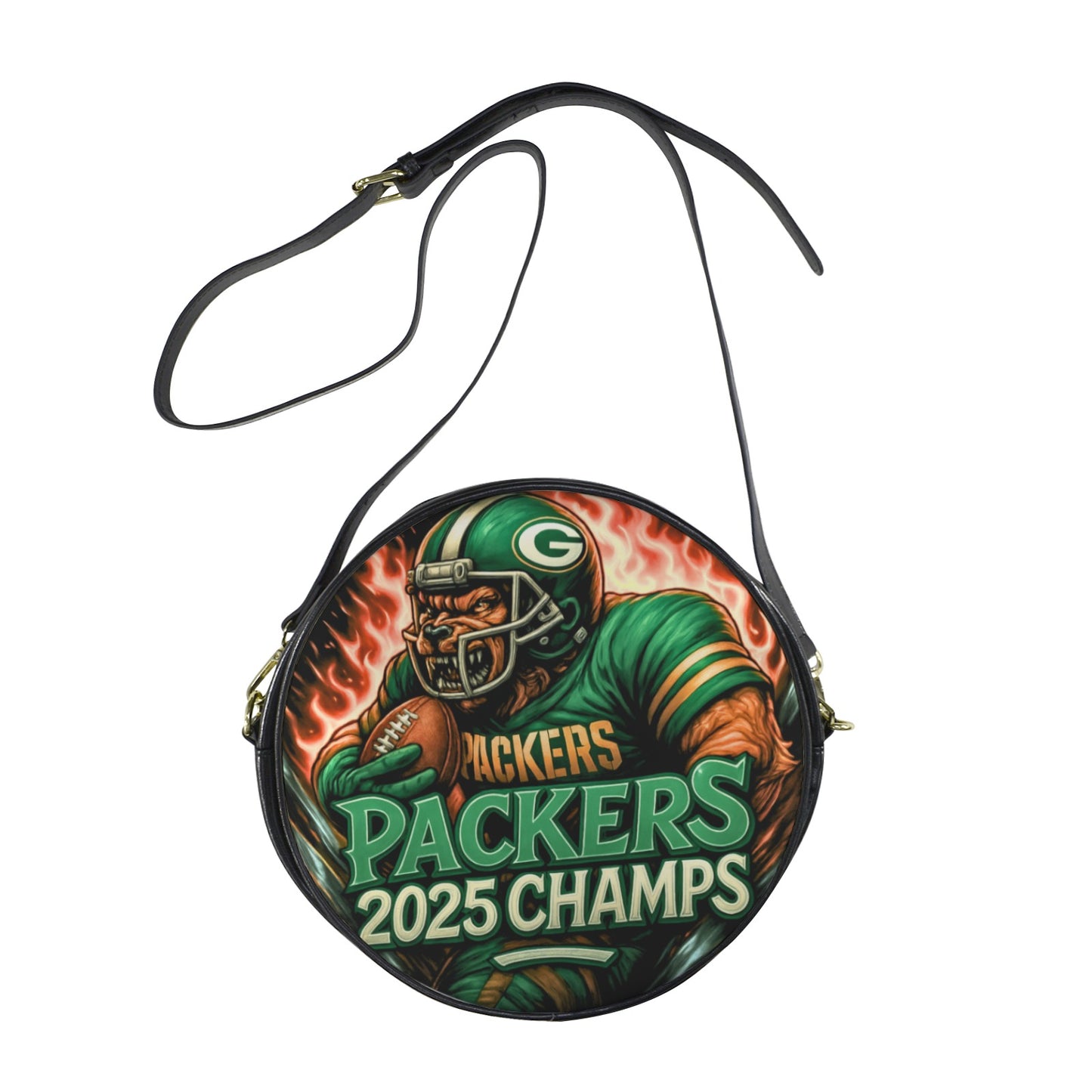 Green Bay Packers “2025 CHAMPS” Round Sling Bag – Large 10x10