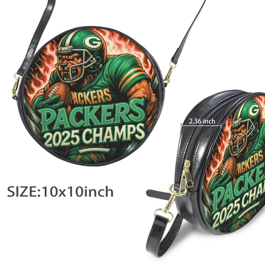 Green Bay Packers “2025 CHAMPS” Round Sling Bag – Large 10x10