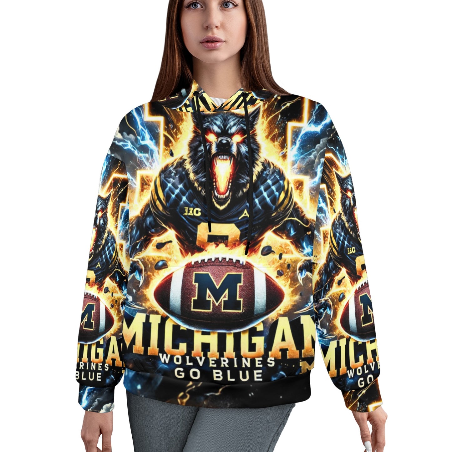 Michigan Wolverines All-Over Print Hoodie Women's
