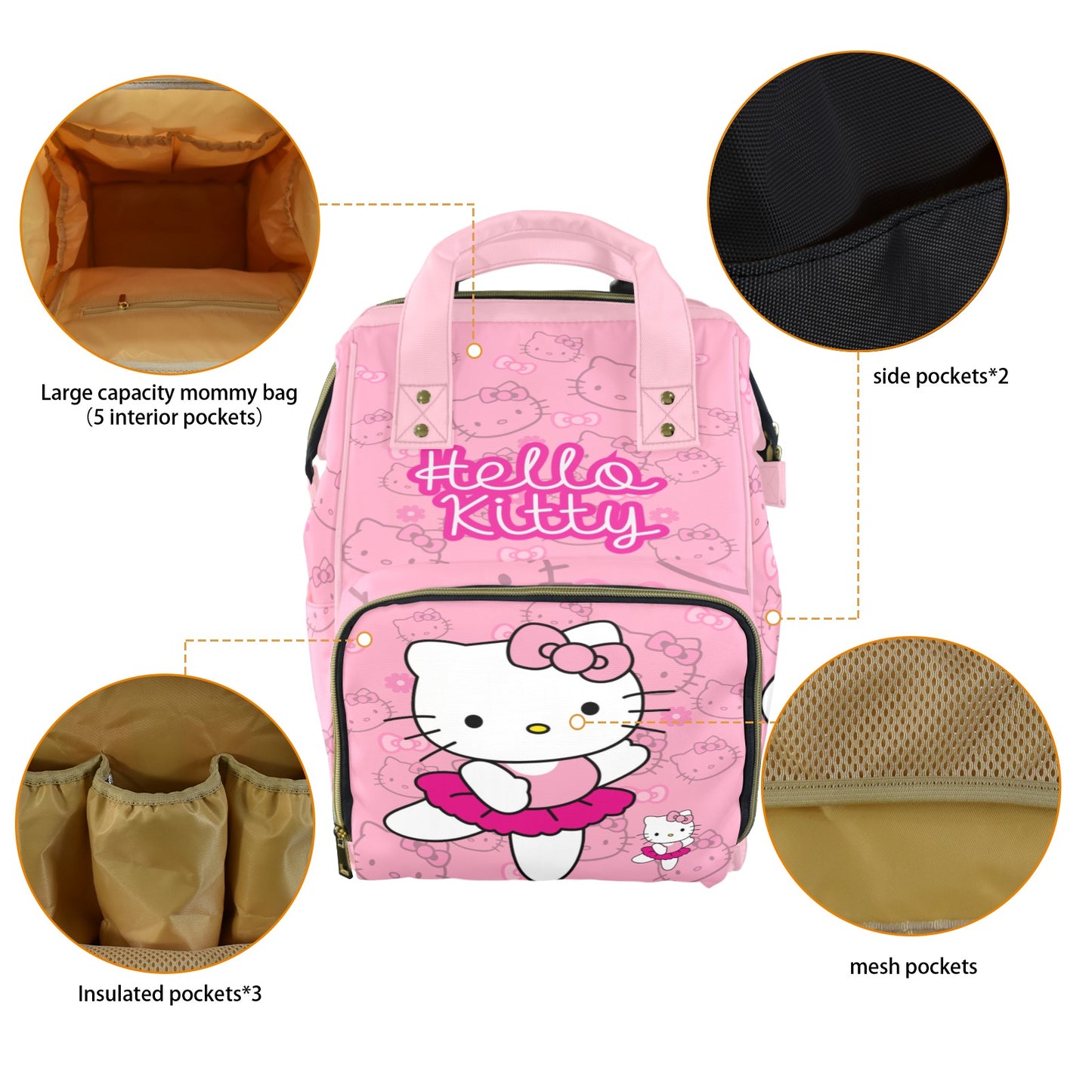 Hello Kitty Multi-Function Diaper Bag Backpack