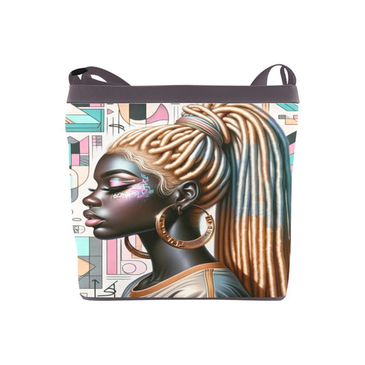 Afro Glam Crossbody Bag with Golden Braids Art