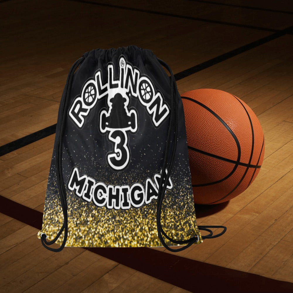 Rollin On 3 – Michigan Gold & Black Drawstring Bag