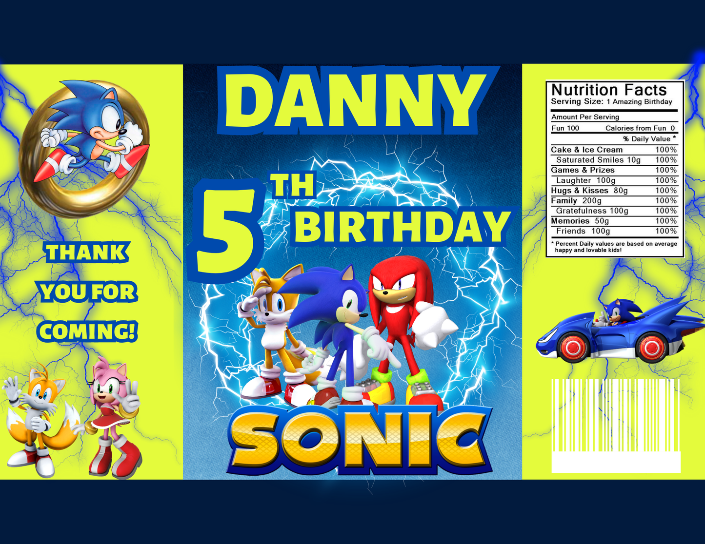 Sonic the Hedgehog Party Favor Templates