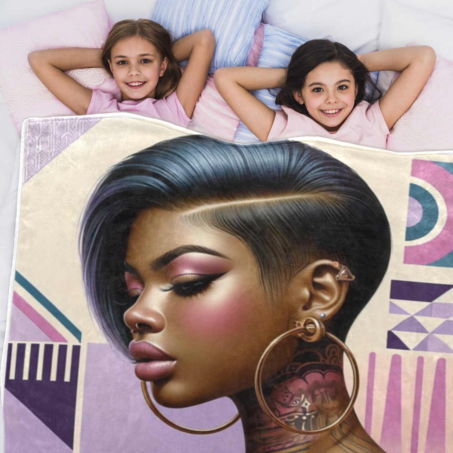 Throw Blanket with Modern Woman Design