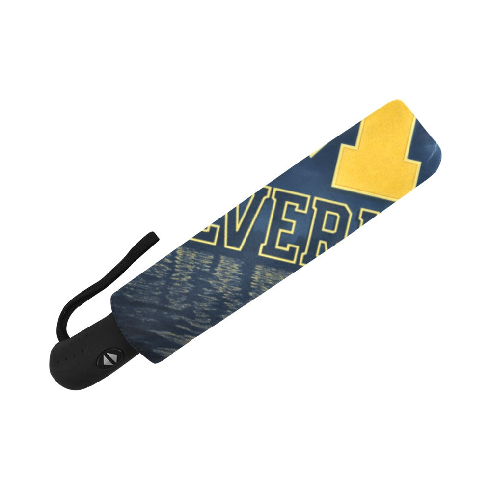 Michigan Wolverines Auto-Fold Umbrella | Navy Maize College Fan Anti-UV Rain Umbrella