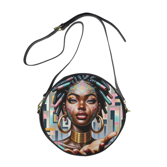 Divine Presence Round Sling Bag – Large 10x10 | Afro Elegance Edition