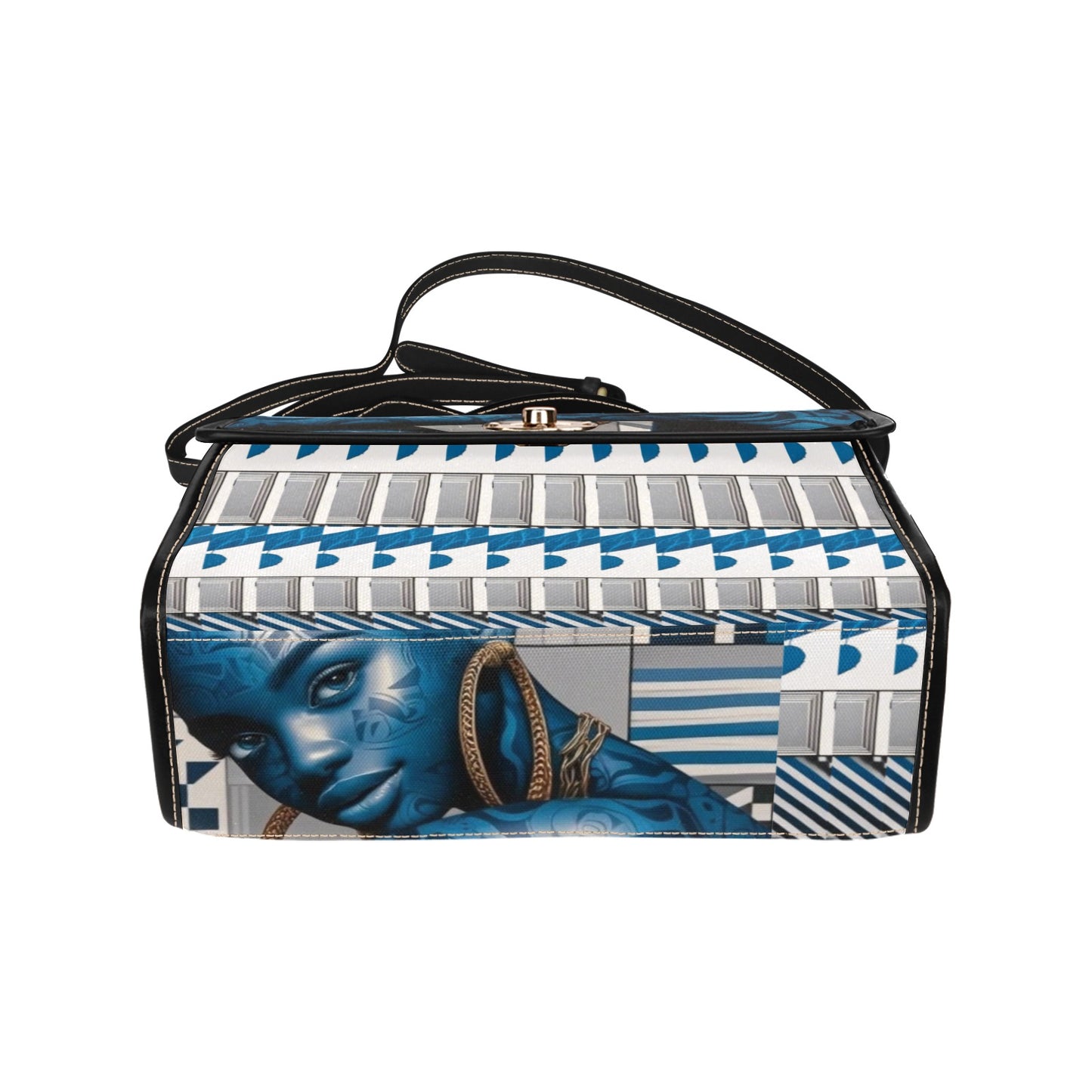 Blue Afrocentric Waterproof Canvas Bag