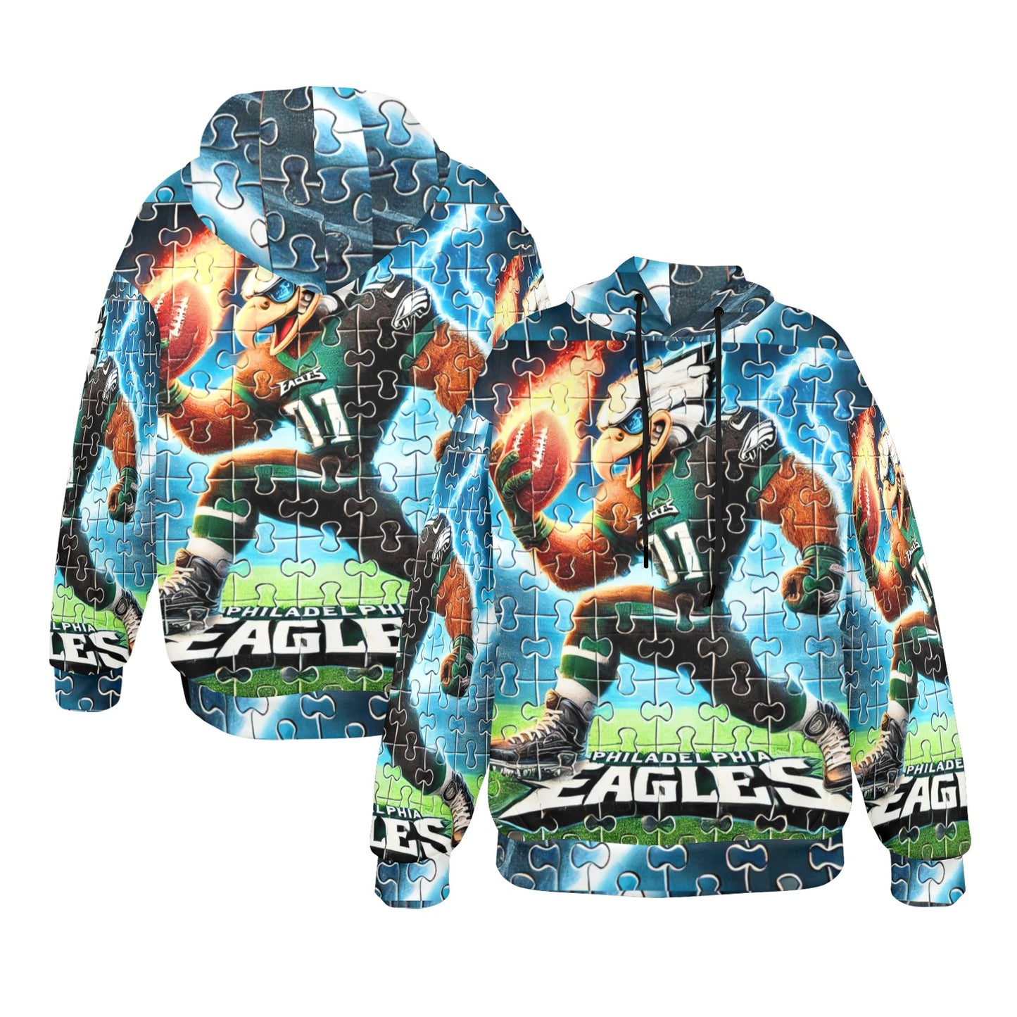Philadelphia Eagles Women's All-Over Hoodie - Interlocking Puzzle Design