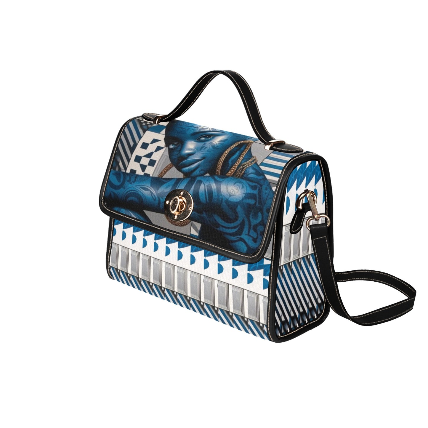 Blue Afrocentric Waterproof Canvas Bag