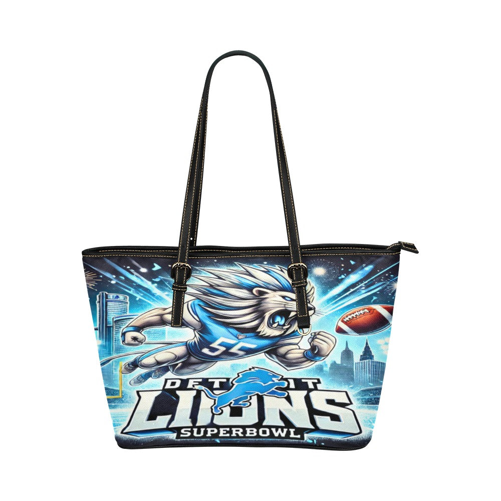 Detroit Lions Super Bowl PU Leather Tote Bag Small