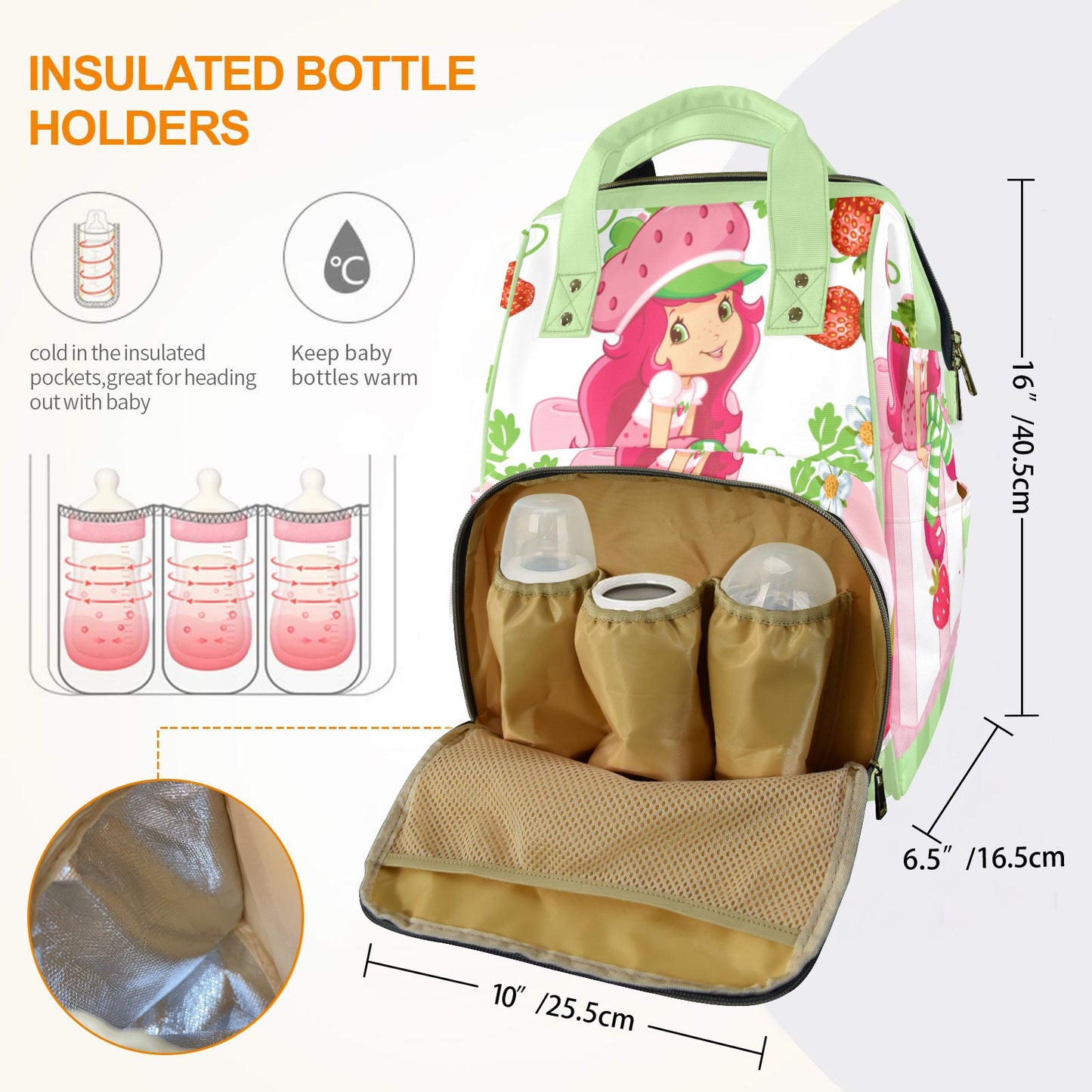 Strawberry Shortcake Multi-Functional Diaper Backpack with Insulated Pockets