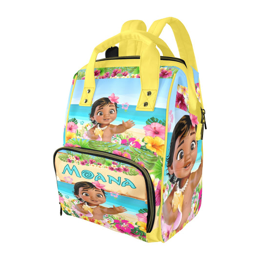 Moana-Themed Multi-Functional Diaper Backpack with Insulated Pockets