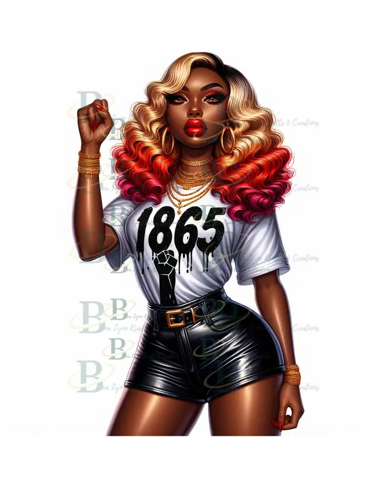 Celebrate Juneteenth PNG Digital Art, Chibi Character-Transparent PNG Images, African American Chibi Character PNG, 1865 Independence