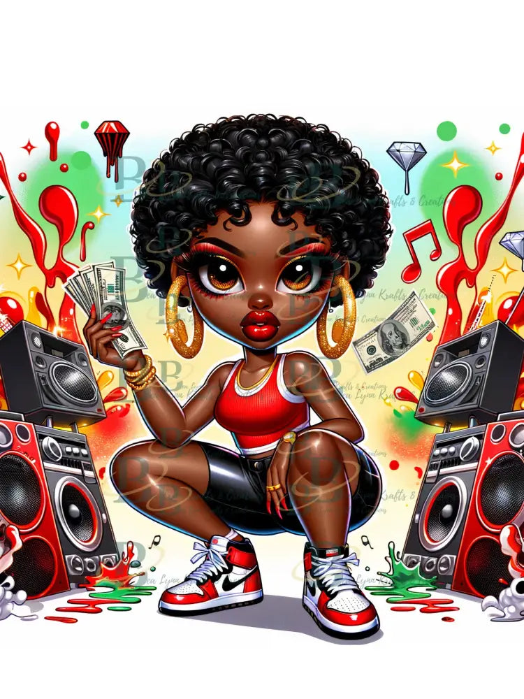 Celebrate Juneteenth PNG Digital Art, Chibi Character-Transparent PNG Images, African American Chibi Character PNG, 1865 Independence