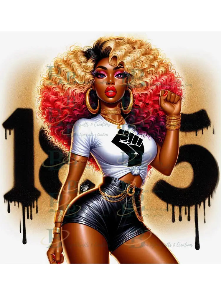 Celebrate Juneteenth PNG Digital Art, Chibi Character-Transparent PNG Images, African American Chibi Character PNG, 1865 Independence