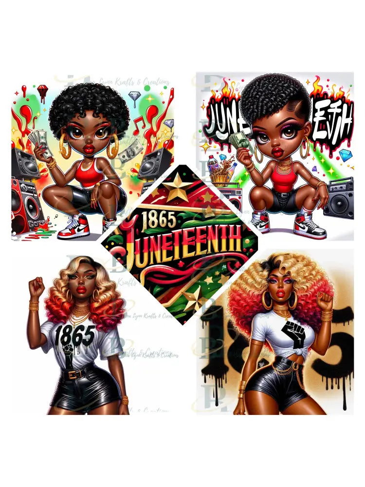 Celebrate Juneteenth PNG Digital Art, Chibi Character-Transparent PNG Images, African American Chibi Character PNG, 1865 Independence