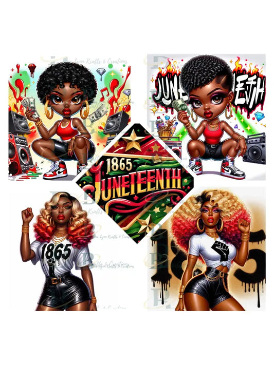 Celebrate Juneteenth PNG Digital Art, Chibi Character-Transparent PNG Images, African American Chibi Character PNG, 1865 Independence